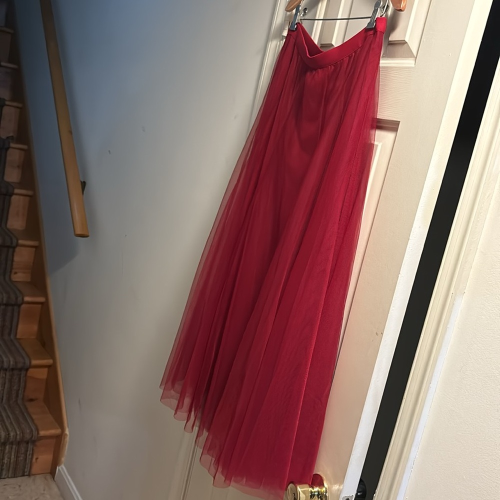 Red maxi sheer skirt never worn Size L/XL